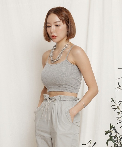 Chaco closet(チャコ クローゼット)の「30天竺ストレスフリーブラトップ キャミパット付き(キャミソール・レディース・ホワイト/ブラック/ベージュ/グレー・FREE)」の15枚目の写真
