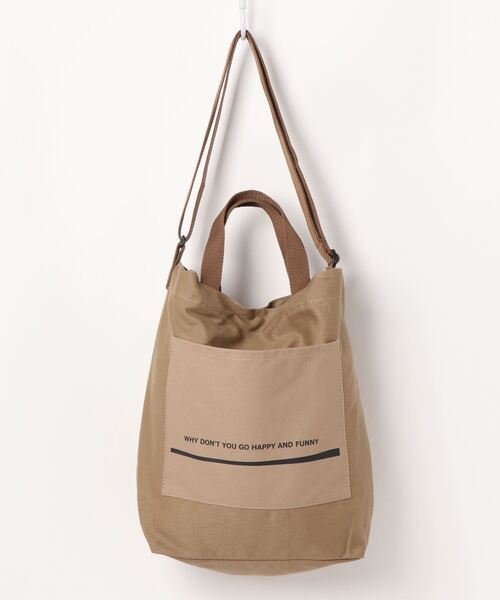 Samansa Mos2 blue（サマンサモスモスブルー）の「キャンバスロゴプリント2WAYショルダー（ショルダーバッグ・レディース・ブラック/ベージュ/キナリ・ﾌﾘ-）」の3枚目の写真