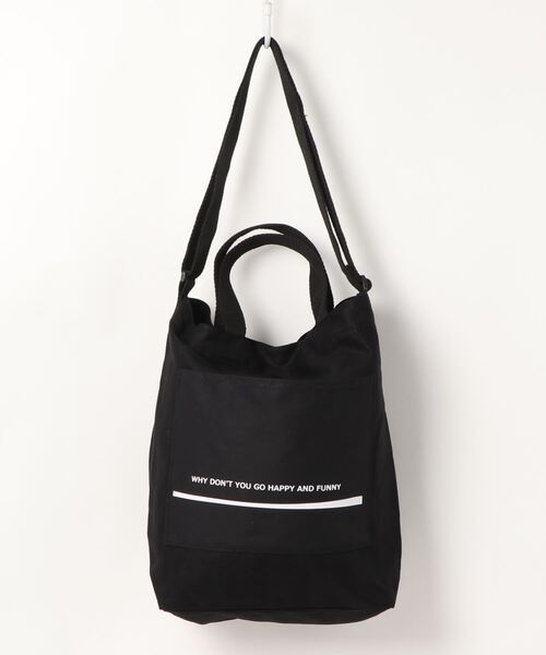 Samansa Mos2 blue（サマンサモスモスブルー）の「キャンバスロゴプリント2WAYショルダー（ショルダーバッグ・レディース・ブラック/ベージュ/キナリ・ﾌﾘ-）」の2枚目の写真