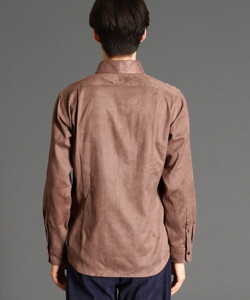 HIDEAWAYS NICOLE（ハイダウェイニコル）の「ストレッチスウェードボタンダウンシャツ（シャツ/ブラウス・メンズ・ブラック/オフホワイト/ボルドー/モカ・MEDIUM/X-LARGE/LARGE）」の5枚目の写真