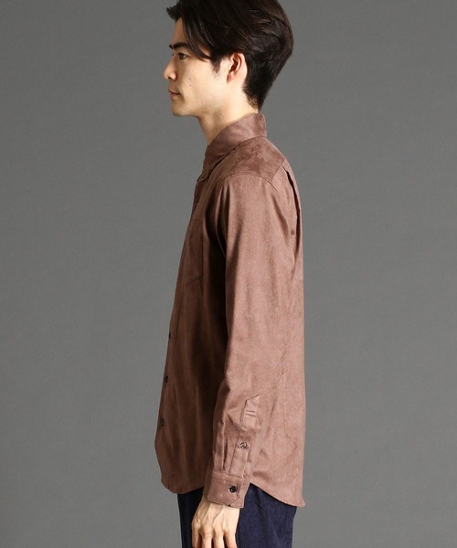 HIDEAWAYS NICOLE（ハイダウェイニコル）の「ストレッチスウェードボタンダウンシャツ（シャツ/ブラウス・メンズ・ブラック/オフホワイト/ボルドー/モカ・MEDIUM/X-LARGE/LARGE）」の6枚目の写真