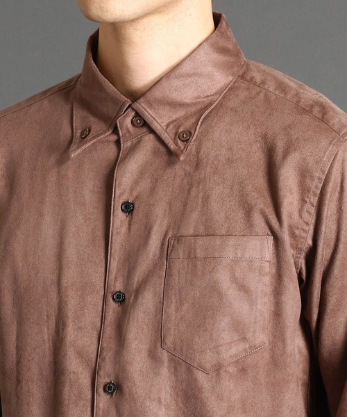 HIDEAWAYS NICOLE（ハイダウェイニコル）の「ストレッチスウェードボタンダウンシャツ（シャツ/ブラウス・メンズ・ブラック/オフホワイト/ボルドー/モカ・MEDIUM/X-LARGE/LARGE）」の7枚目の写真