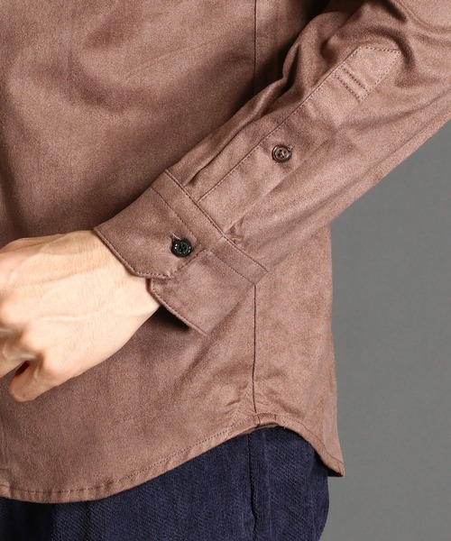 HIDEAWAYS NICOLE（ハイダウェイニコル）の「ストレッチスウェードボタンダウンシャツ（シャツ/ブラウス・メンズ・ブラック/オフホワイト/ボルドー/モカ・MEDIUM/X-LARGE/LARGE）」の9枚目の写真