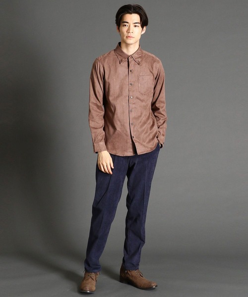 HIDEAWAYS NICOLE（ハイダウェイニコル）の「ストレッチスウェードボタンダウンシャツ（シャツ/ブラウス・メンズ・ブラック/オフホワイト/ボルドー/モカ・MEDIUM/X-LARGE/LARGE）」の14枚目の写真