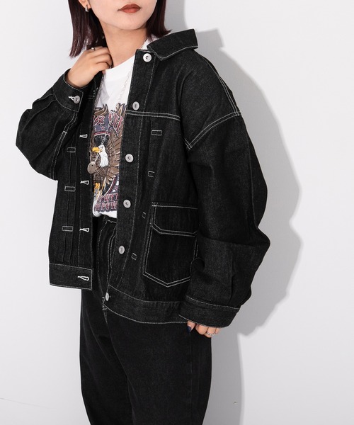 kutir（クティール）の「デニムジャケット（デニムジャケット・レディース・ブラック/インディゴブルー・FREE）」の8枚目の写真