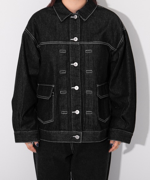 kutir（クティール）の「デニムジャケット（デニムジャケット・レディース・ブラック/インディゴブルー・FREE）」の7枚目の写真