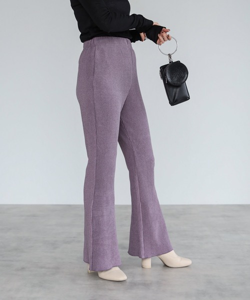 r.(アールドット)の「ダブルフェイス ミニプリーツ フレアパンツ(スウェットパンツ・レディース・ブラック/ブラウン/ベージュ/ブルー/パープル・MEDIUM)」の13枚目の写真