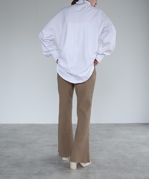 r.(アールドット)の「ダブルフェイス ミニプリーツ フレアパンツ(スウェットパンツ・レディース・ブラック/ブラウン/ベージュ/ブルー/パープル・MEDIUM)」の9枚目の写真