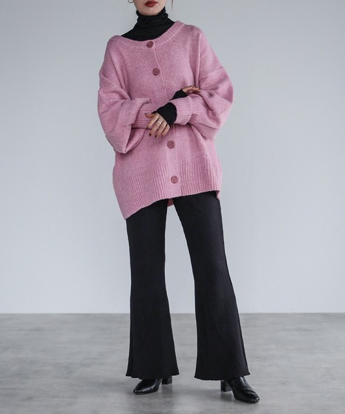 r.(アールドット)の「ダブルフェイス ミニプリーツ フレアパンツ(スウェットパンツ・レディース・ブラック/ブラウン/ベージュ/ブルー/パープル・MEDIUM)」の6枚目の写真