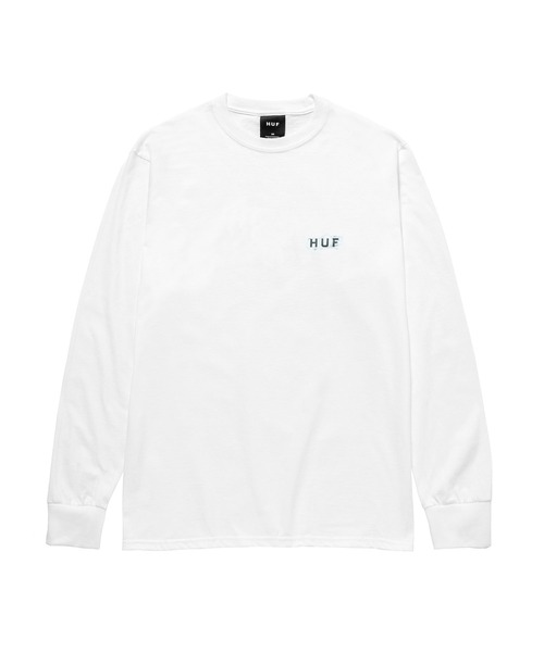 HUF（ハフ）の「FICTION L/S TEE / HUF ロングスリーブTシャツ（Tシャツ/カットソー・メンズ・ホワイト/ブラック・SMALL/MEDIUM/LARGE/X-LARGE/XX-LARGE）」の3枚目の写真