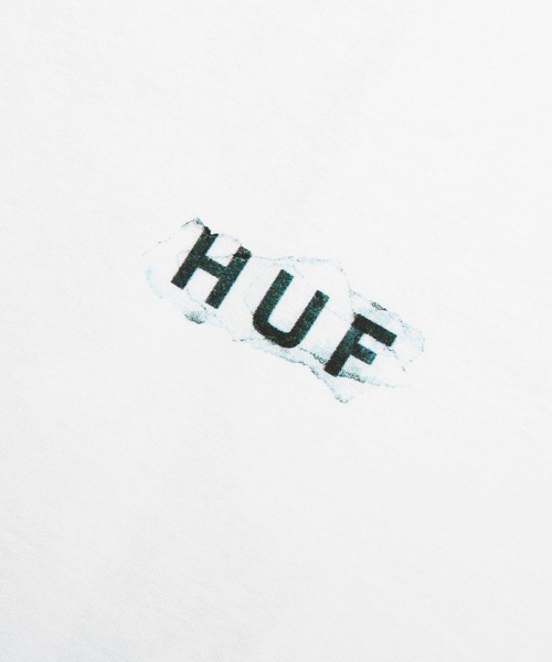HUF（ハフ）の「FICTION L/S TEE / HUF ロングスリーブTシャツ（Tシャツ/カットソー・メンズ・ホワイト/ブラック・SMALL/MEDIUM/LARGE/X-LARGE/XX-LARGE）」の7枚目の写真
