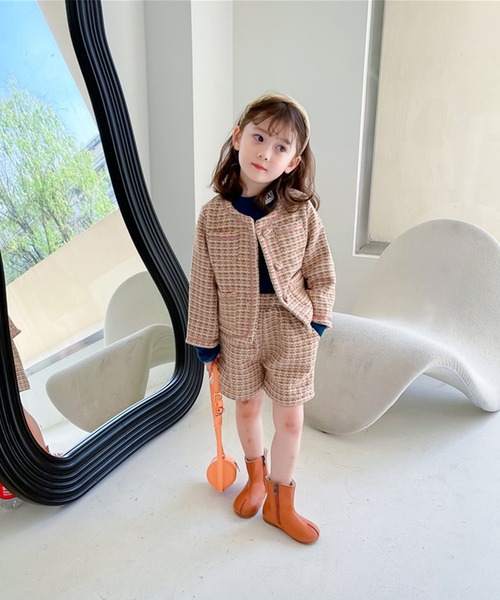 Aimoha Kids 新作 韓国子供服 フォーマルツイードジャケットショートパンツ上下セットアップ スーツセット Aimoha アイモハ のファッション通販 Zozotown