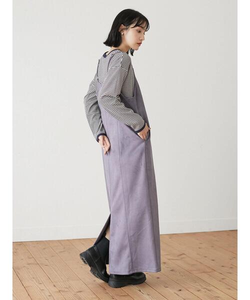 Sugar spoon(シュガースプーン)の「・SUGAR SPOON スエードポンチキャミワンピ*(ワンピース・レディース・パープル/モカ・FREE)」の4枚目の写真