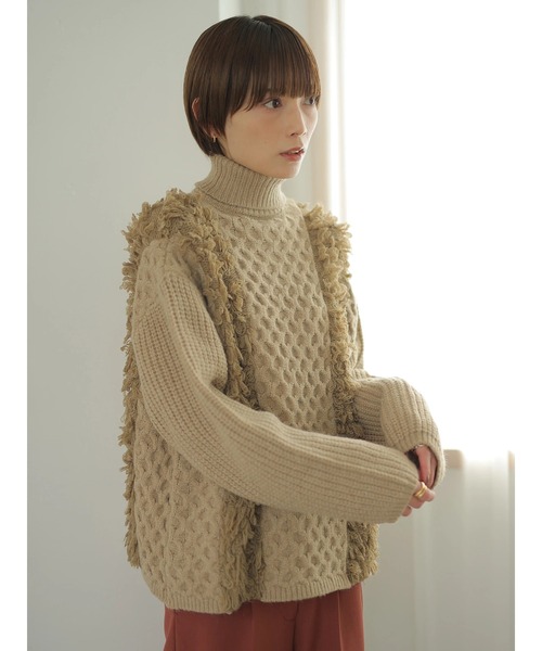 rem closet(レムクローゼット)の「フリンジニット(その他トップス・レディース・ブラック/ベージュ・S)」の12枚目の写真