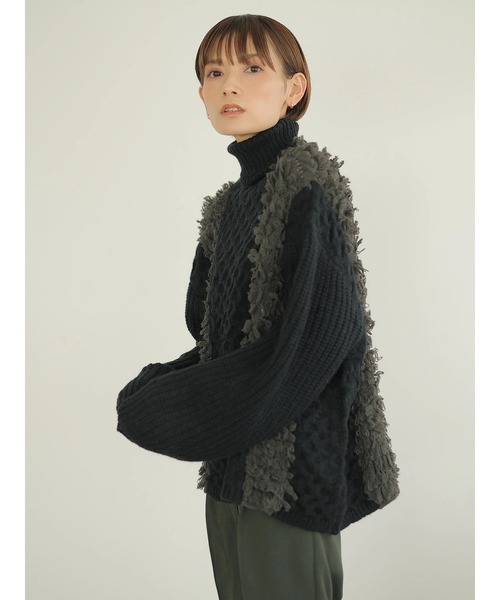 rem closet(レムクローゼット)の「フリンジニット(その他トップス・レディース・ブラック/ベージュ・S)」の11枚目の写真