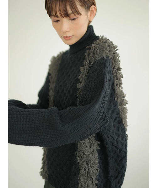 rem closet(レムクローゼット)の「フリンジニット(その他トップス・レディース・ブラック/ベージュ・S)」の6枚目の写真