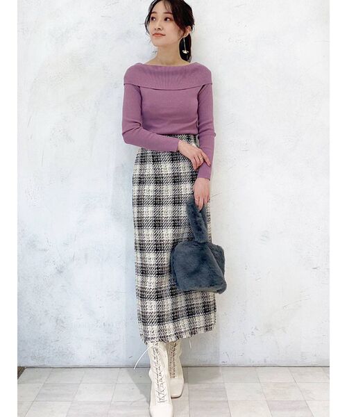 MERCURYDUO（マーキュリーデュオ）の「チェックツイードタイトスカート（スカート・レディース・ブラック/ブルー・SMALL/MEDIUM）」の9枚目の写真