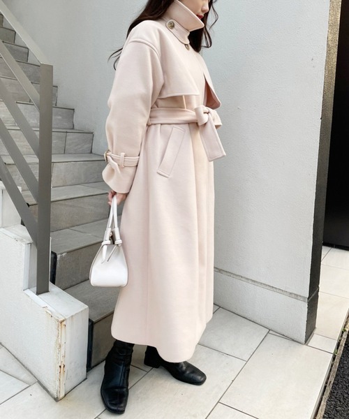 セール】大人可愛く上品に決まる。3wayステンカラーオーバーロング