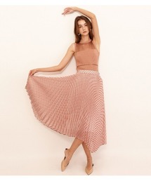 Sheer Gingaham Pleated Skirt