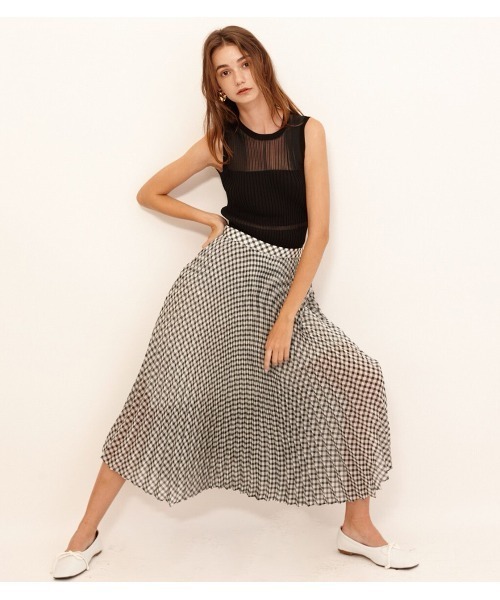 LE CIEL BLEU(ルシェルブルー)の「Sheer Gingaham Pleated Skirt(スカート・レディース・ブラック/ブラウン・38/34/36)」の9枚目の写真