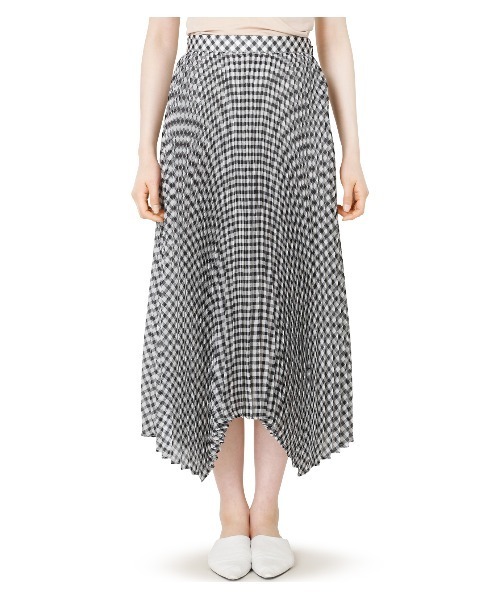 LE CIEL BLEU(ルシェルブルー)の「Sheer Gingaham Pleated Skirt(スカート・レディース・ブラック/ブラウン・38/34/36)」の8枚目の写真