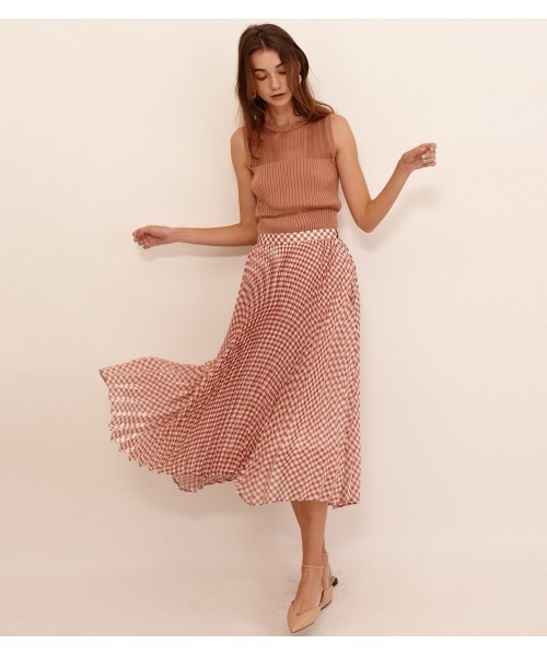 LE CIEL BLEU(ルシェルブルー)の「Sheer Gingaham Pleated Skirt(スカート・レディース・ブラック/ブラウン・38/34/36)」の18枚目の写真