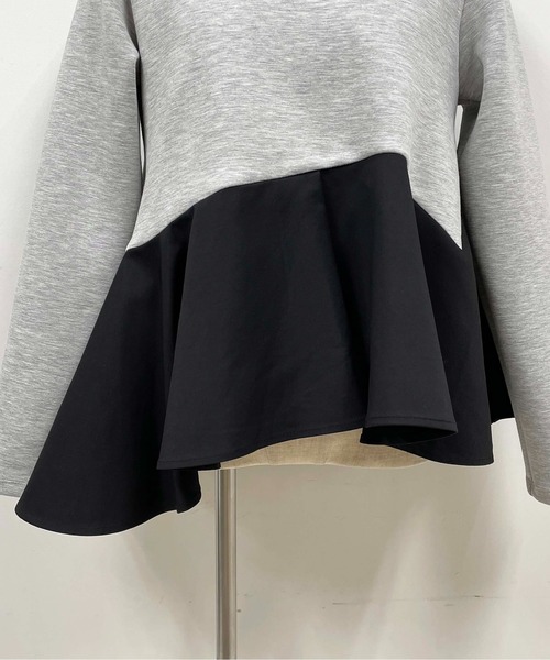 PICCIN（ピッチン）の「肩パール裾アシメ切替プルオーバー（Tシャツ/カットソー・レディース・ライトグレー/ブラック・M）」の10枚目の写真