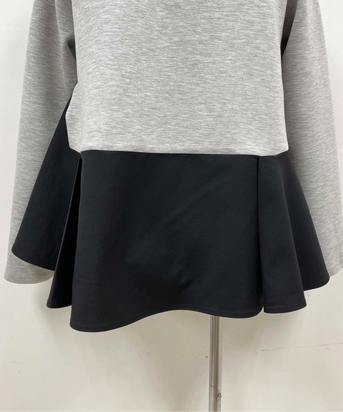PICCIN（ピッチン）の「肩パール裾アシメ切替プルオーバー（Tシャツ/カットソー・レディース・ライトグレー/ブラック・M）」の6枚目の写真