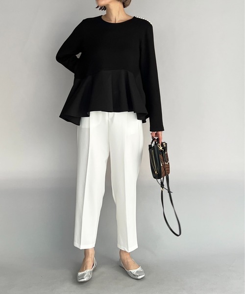 PICCIN（ピッチン）の「肩パール裾アシメ切替プルオーバー（Tシャツ/カットソー・レディース・ライトグレー/ブラック・M）」の13枚目の写真