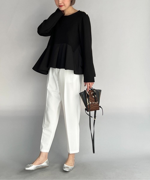 PICCIN（ピッチン）の「肩パール裾アシメ切替プルオーバー（Tシャツ/カットソー・レディース・ライトグレー/ブラック・M）」の21枚目の写真