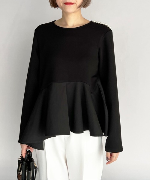 PICCIN（ピッチン）の「肩パール裾アシメ切替プルオーバー（Tシャツ/カットソー・レディース・ライトグレー/ブラック・M）」の20枚目の写真