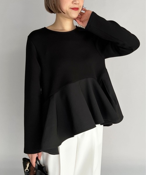 PICCIN（ピッチン）の「肩パール裾アシメ切替プルオーバー（Tシャツ/カットソー・レディース・ライトグレー/ブラック・M）」の8枚目の写真