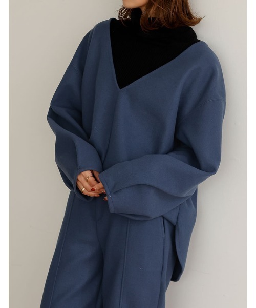 Re:EDIT（リエディ）の「軽くて暖かいリサイクルストレッチ圧縮ニットソー深Vネックプルオーバー（その他トップス・レディース・ブラック/グレー系その他/ブルー/ベージュ・MEDIUM/LARGE）」の20枚目の写真