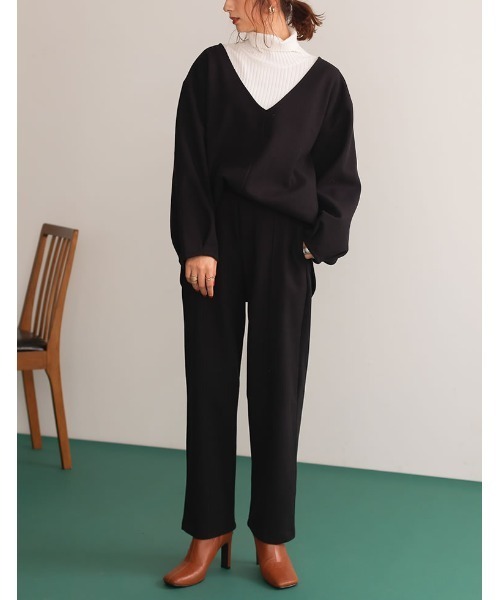 Re:EDIT（リエディ）の「軽くて暖かいリサイクルストレッチ圧縮ニットソー深Vネックプルオーバー（その他トップス・レディース・ブラック/グレー系その他/ブルー/ベージュ・MEDIUM/LARGE）」の8枚目の写真