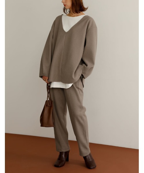 Re:EDIT（リエディ）の「軽くて暖かいリサイクルストレッチ圧縮ニットソー深Vネックプルオーバー（その他トップス・レディース・ブラック/グレー系その他/ブルー/ベージュ・MEDIUM/LARGE）」の10枚目の写真