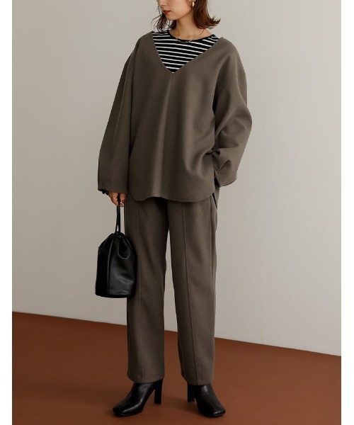 Re:EDIT（リエディ）の「軽くて暖かいリサイクルストレッチ圧縮ニットソー深Vネックプルオーバー（その他トップス・レディース・ブラック/グレー系その他/ブルー/ベージュ・MEDIUM/LARGE）」の14枚目の写真