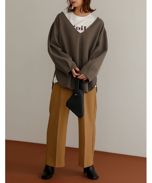 Re:EDIT（リエディ）の「軽くて暖かいリサイクルストレッチ圧縮ニットソー深Vネックプルオーバー（その他トップス・レディース・ブラック/グレー系その他/ブルー/ベージュ・MEDIUM/LARGE）」の17枚目の写真