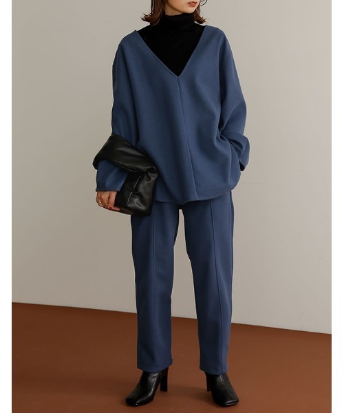 Re:EDIT（リエディ）の「軽くて暖かいリサイクルストレッチ圧縮ニットソー深Vネックプルオーバー（その他トップス・レディース・ブラック/グレー系その他/ブルー/ベージュ・MEDIUM/LARGE）」の22枚目の写真