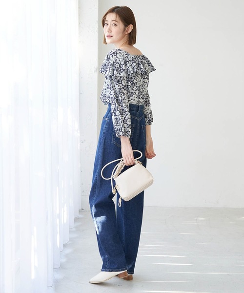ROPE' PICNIC(ロペピクニック)の「ラッフルデザインブラウス(シャツ/ブラウス・レディース・ネイビー/オフホワイト/イエロー・38)」の14枚目の写真