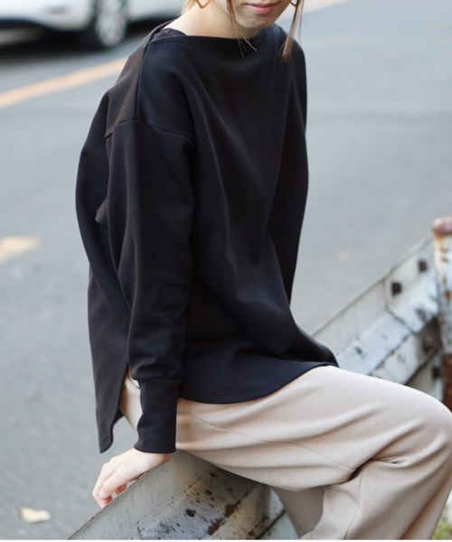 made in standard （メイドインスタンダード）の「MADE IN STANDARD/メイドインスタンダード SET-UP TOPS（Tシャツ/カットソー・レディース・ベージュ/ブラック・ONE SIZE）」の3枚目の写真