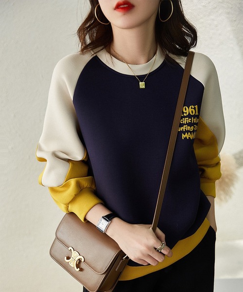 トップス　user_a752d8b7 sama セール】クルーネック 配色トップス（ニット/セーター）｜LOPASS