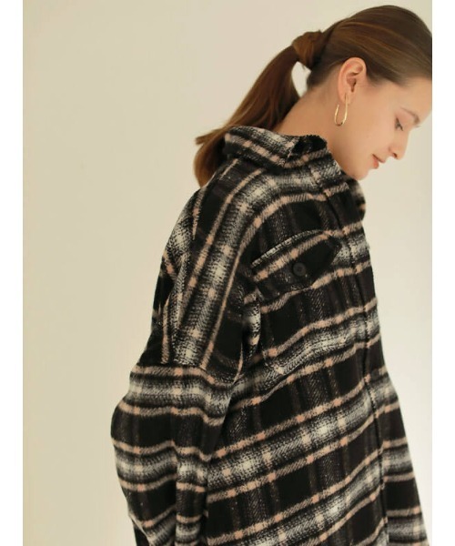 ACYM(アシーム)の「Over check shirt ジャケット(テーラードジャケット・レディース・ベージュ/チャコールグレー・FREE)」の7枚目の写真