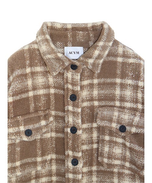 ACYM(アシーム)の「Over check shirt ジャケット(テーラードジャケット・レディース・ベージュ/チャコールグレー・FREE)」の13枚目の写真