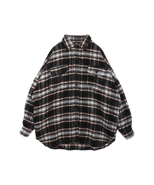 ACYM(アシーム)の「Over check shirt ジャケット(テーラードジャケット・レディース・ベージュ/チャコールグレー・FREE)」の9枚目の写真