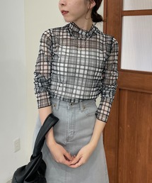 CAPRICIEUX LE'MAGE | 【AgAwd/アガウド】シアーチェックハイネックTシャツ(Tシャツ/カットソー)