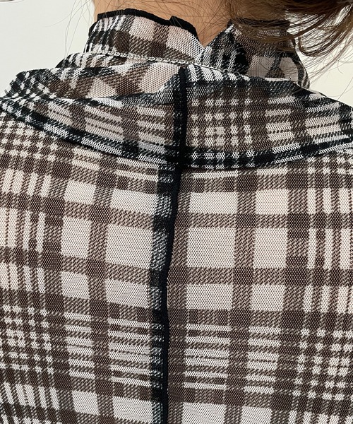 CAPRICIEUX LE'MAGE（カプリシューレマージュ）の「【AgAwd/アガウド】シアーチェックハイネックTシャツ（Tシャツ/カットソー・レディース・ブラック/ブラウン・FREE）」の13枚目の写真