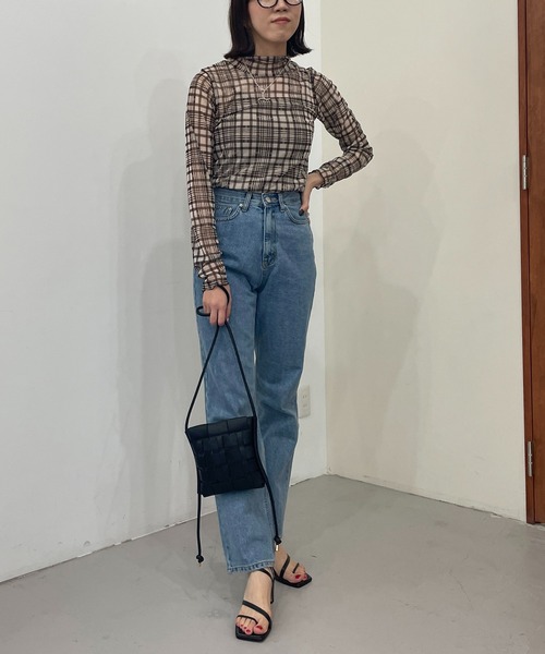 CAPRICIEUX LE'MAGE（カプリシューレマージュ）の「【AgAwd/アガウド】シアーチェックハイネックTシャツ（Tシャツ/カットソー・レディース・ブラック/ブラウン・FREE）」の21枚目の写真