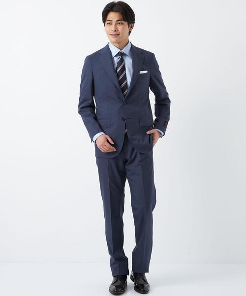 green label relaxing（グリーンレーベルリラクシング）の「＜DRAGO（ドラゴ）＞トロ無地 HX ノープリーツ スーツパンツ（スーツパンツ・メンズ・ダークブラウン/ロイヤルブルー・76ｃｍ/80ｃｍ/84ｃｍ/88ｃｍ/92cm/72cm）」の9枚目の写真