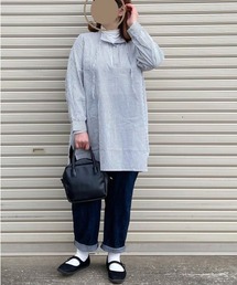 【WEB・一部店舗限定】【LL~5L 大きいサイズ】ローン ストライプ チュニック