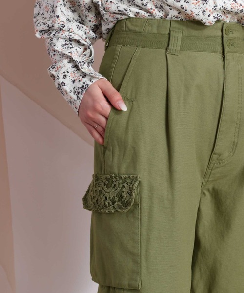cepo（セポ）の「レースキリカエカーゴパンツ（カーゴパンツ・レディース・オフホワイト/オリーブ・M）」の13枚目の写真
